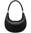 Women’s Genuine Cow Leather Half Moon Shoulder Bag – Solid Color Handbag