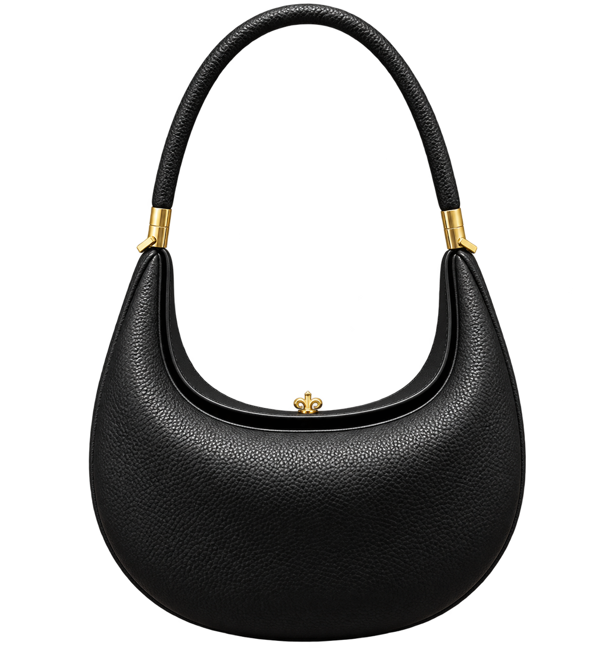 Women’s Genuine Cow Leather Half Moon Shoulder Bag – Solid Color Handbag