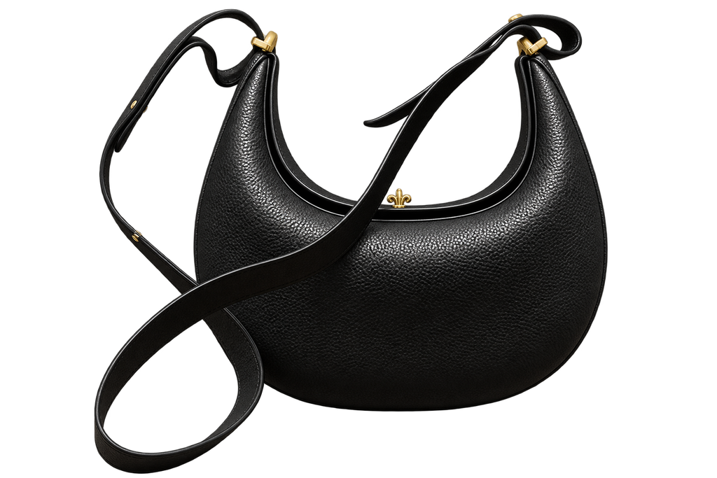 Women’s Genuine Cow Leather Half Moon Shoulder Bag – Solid Color Handbag