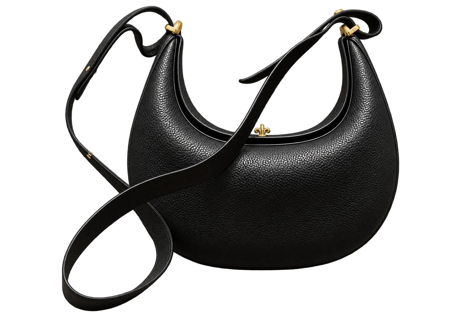 Women’s Genuine Cow Leather Half Moon Shoulder Bag – Solid Color Handbag