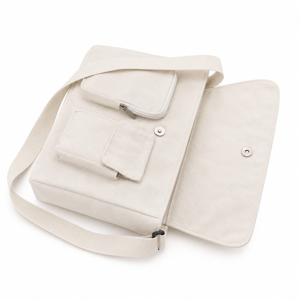 Canvas Crossbody Messenger Bag for Women – Casual Shoulder Bag with Adjustable Strap, Front Pockets
