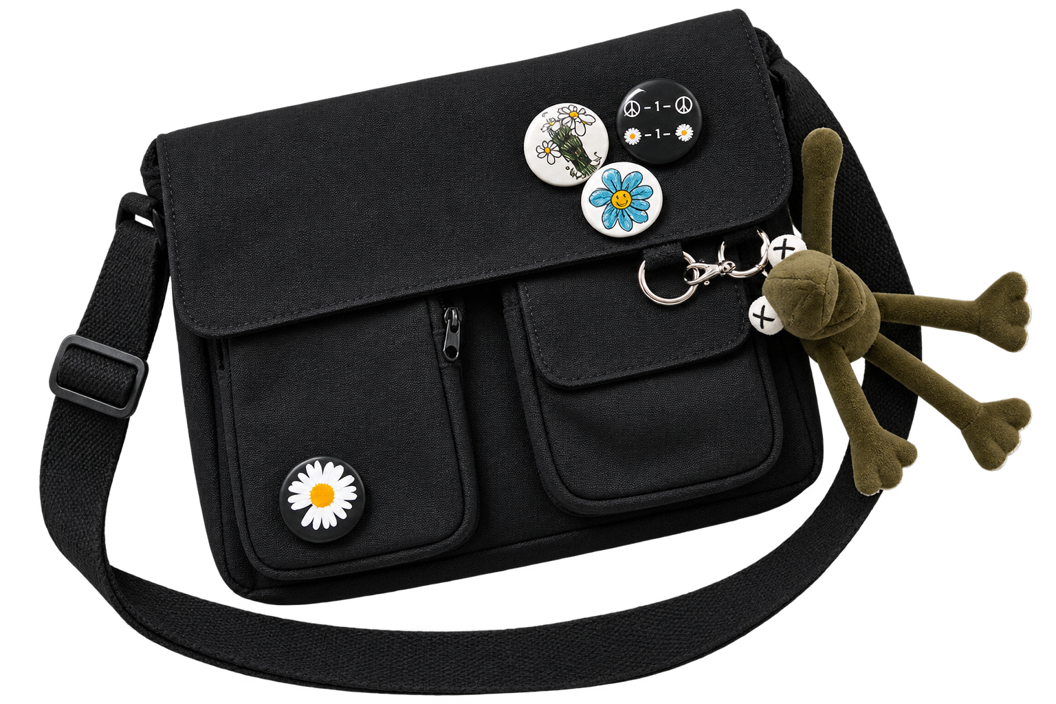 Canvas Crossbody Messenger Bag for Women – Casual Shoulder Bag with Adjustable Strap, Front Pockets