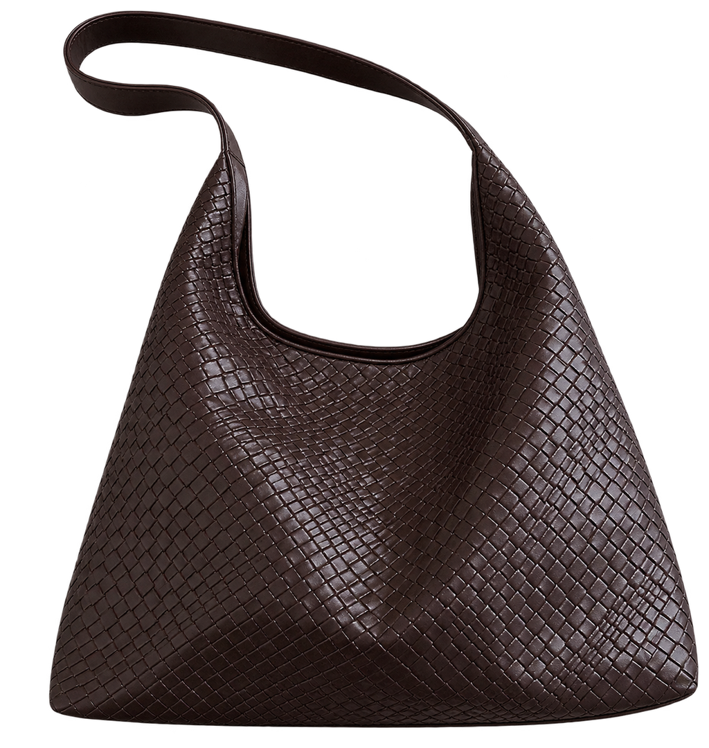 Women’s Woven Faux Leather Shoulder Tote Bag, Large Capacity, Casual Daily Work Bag