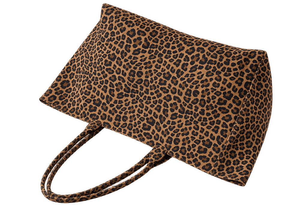 Leopard Print Tote Bag for Women – Casual Nylon Shoulder Handbag, Bucket Purse