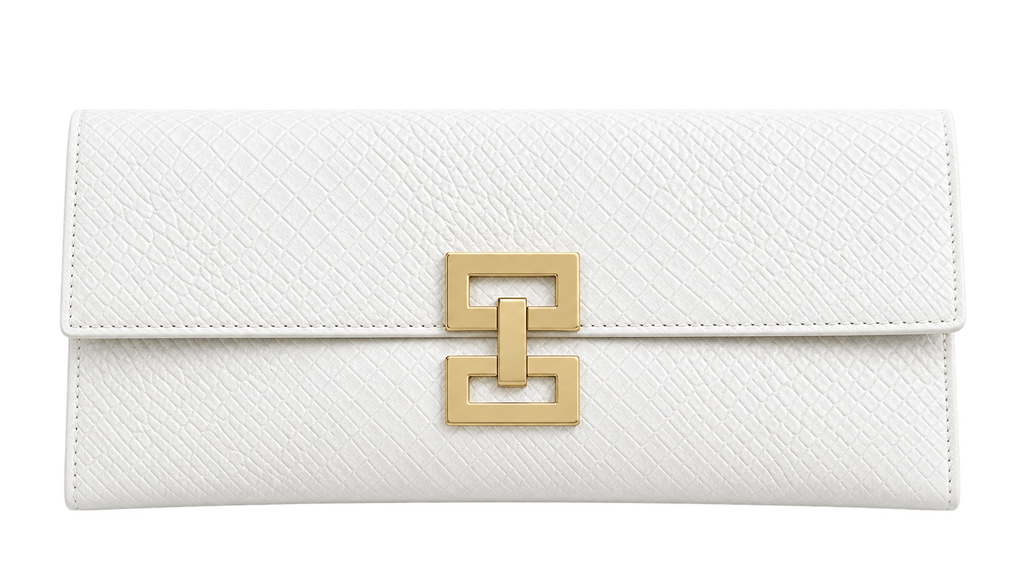 Women’s Black Snake Print Clutch Bag with Gold Square Lock – Envelope