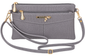 Women’s Crocodile Textured PU Leather Wristlet Clutch Wallet, Gray