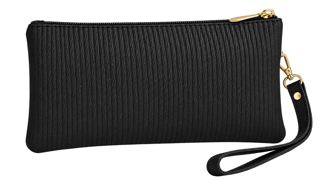 PU Leather Crossbody Wallet Clutch with Wrist Strap, Zipper Coin Pocket, Blue
