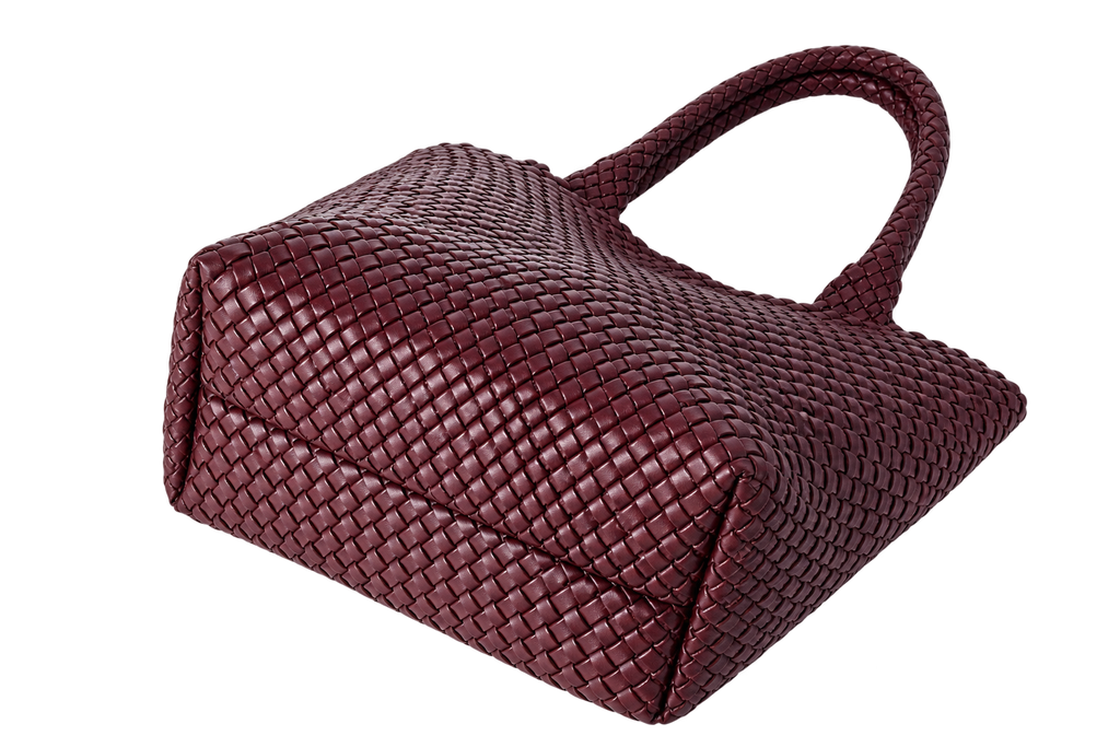 Large Woven Tote Bag for Women, Vegan Leather Shoulder Handbag, Handwoven Work & Travel Tote