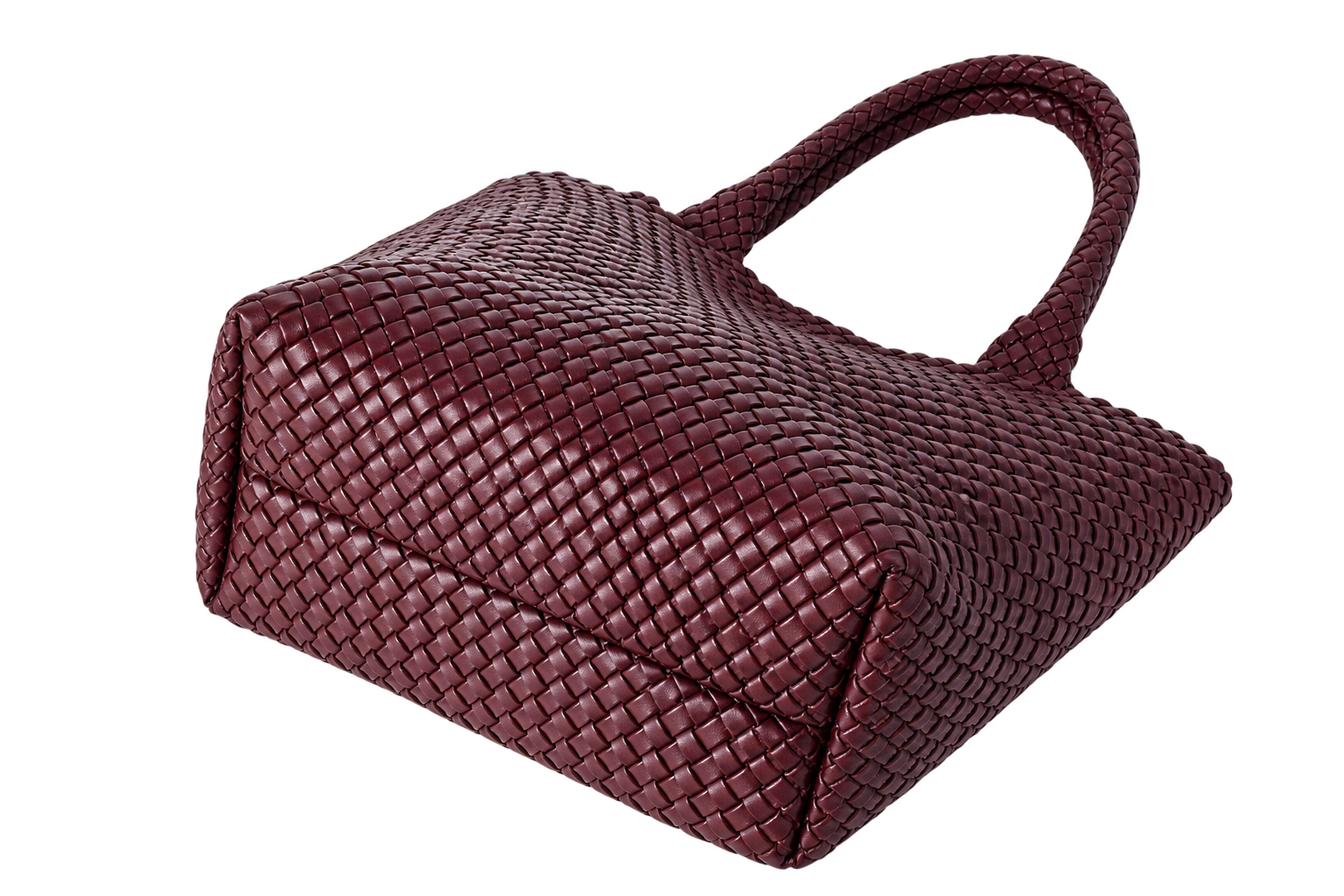 Large Woven Tote Bag for Women, Vegan Leather Shoulder Handbag, Handwoven Work & Travel Tote
