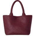 Large Woven Tote Bag for Women, Vegan Leather Shoulder Handbag, Handwoven Work & Travel Tote