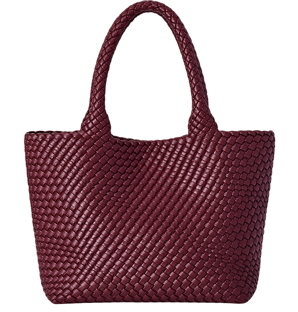 Large Woven Tote Bag for Women, Vegan Leather Shoulder Handbag, Handwoven Work & Travel Tote