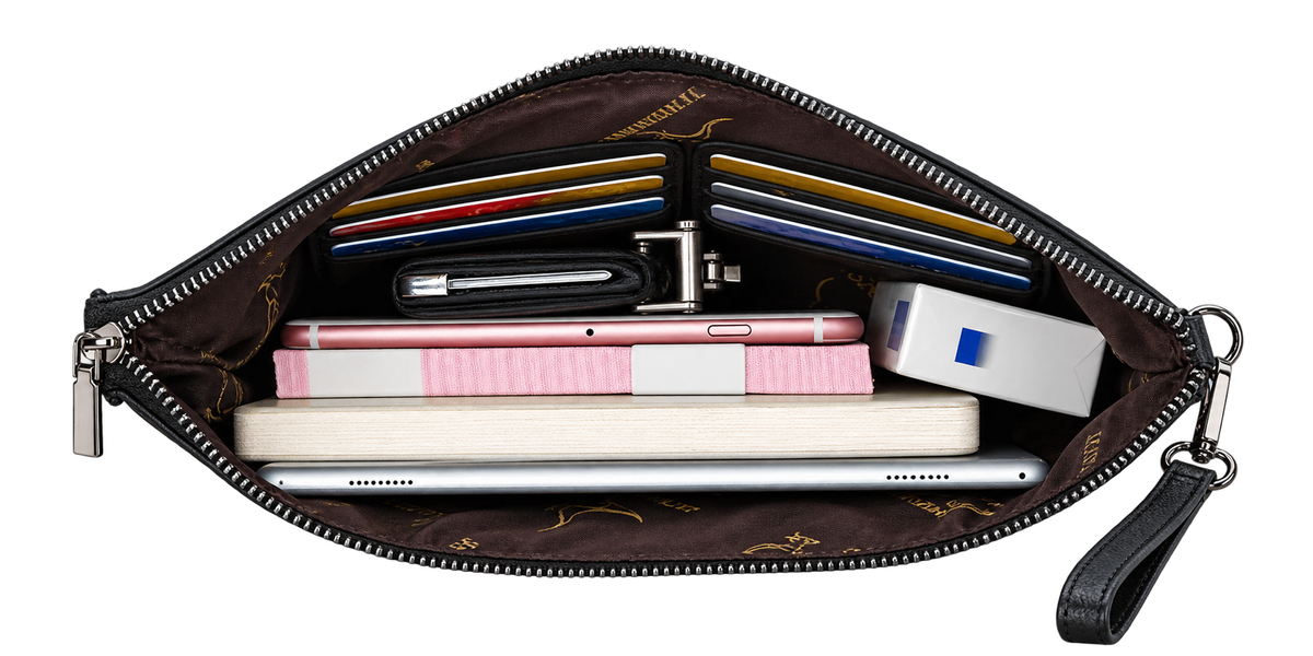 Men's Leather Clutch Wallet with Phone and Card Holder