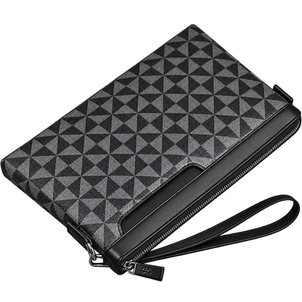 Men's Leather Clutch Wallet with Phone and Card Holder