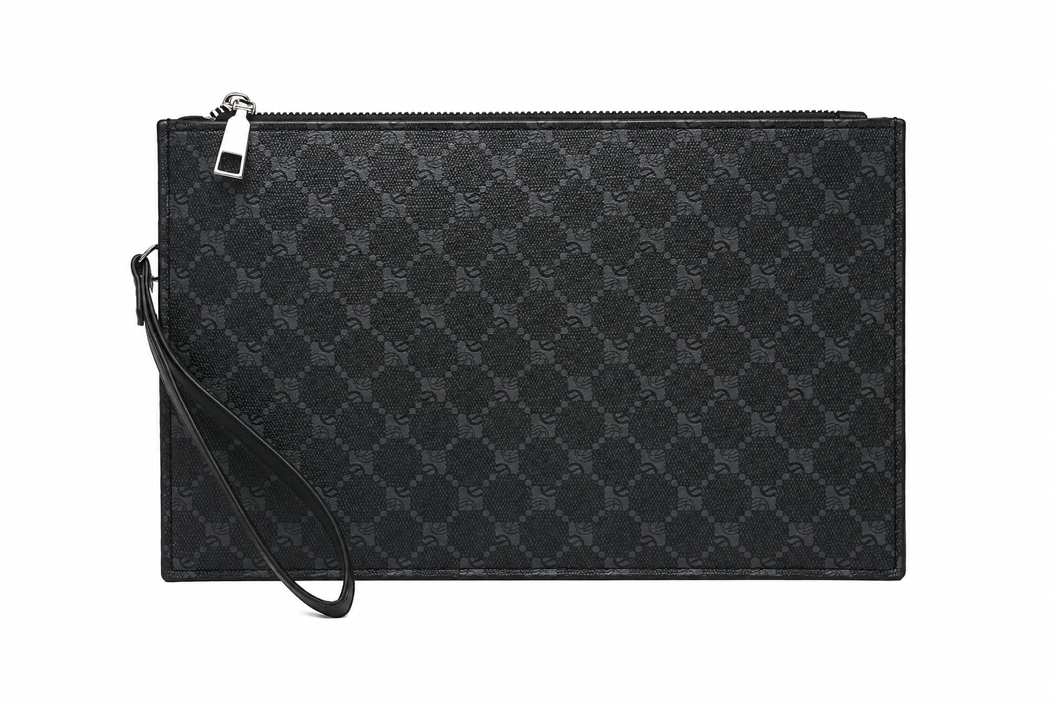 Men’s Printed Leather Envelope Clutch Bag with Wrist Strap