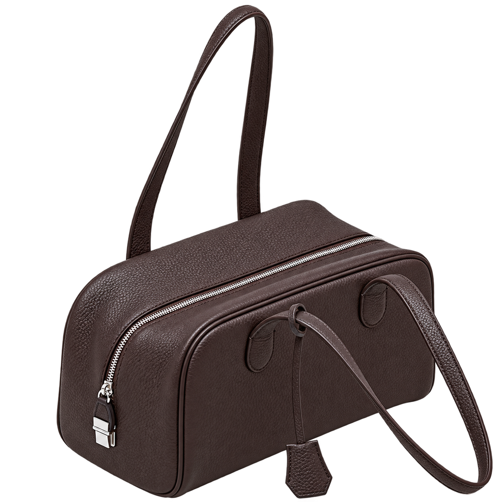 Women’s Genuine Leather Tote Bag – Large Capacity Shoulder Handbag, Simple Commuter Style, Coffee Brown