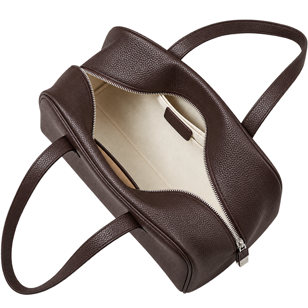 Women’s Genuine Leather Tote Bag – Large Capacity Shoulder Handbag, Simple Commuter Style, Coffee Brown