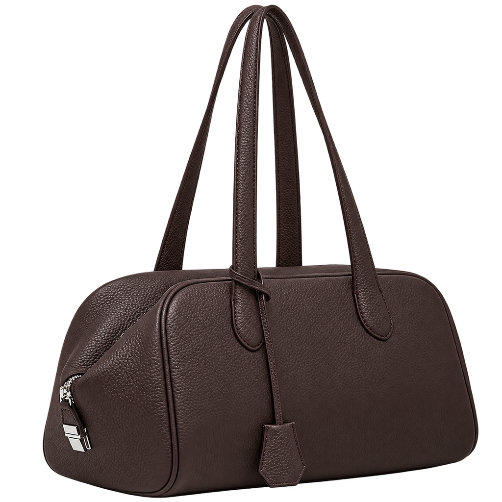 Women’s Genuine Leather Tote Bag – Large Capacity Shoulder Handbag, Simple Commuter Style, Coffee Brown