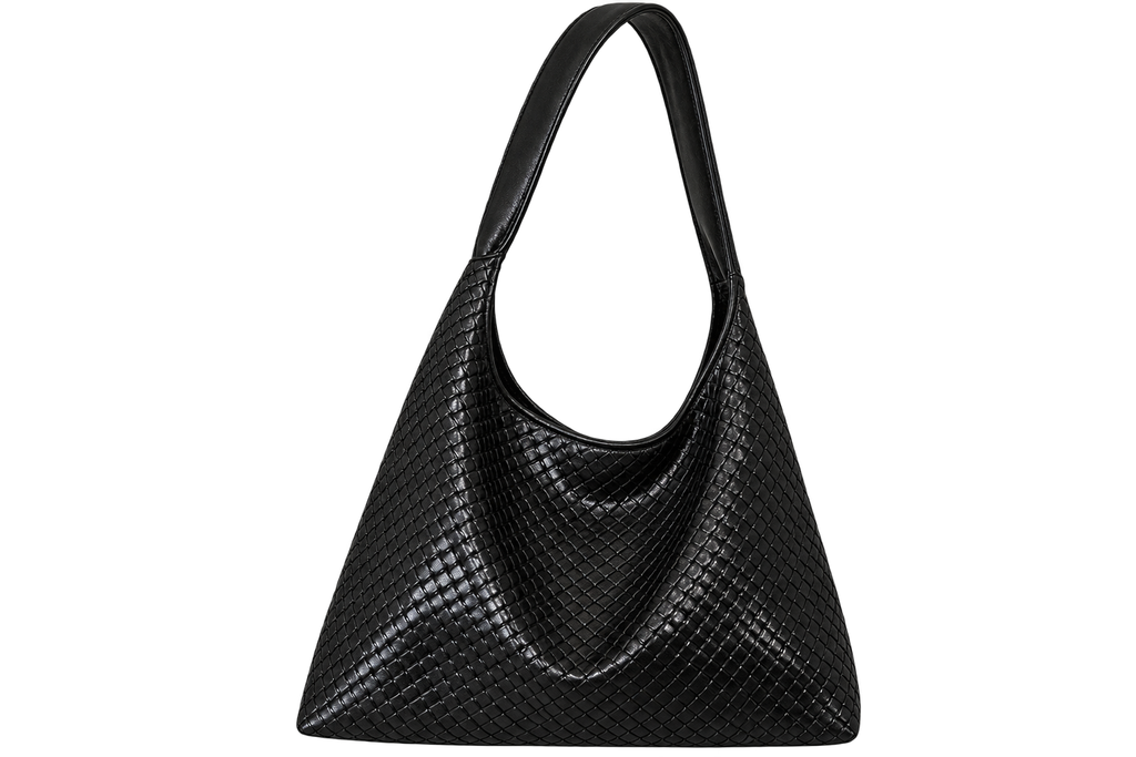 Women’s Woven Faux Leather Shoulder Tote Bag, Large Capacity, Casual Daily Work Bag
