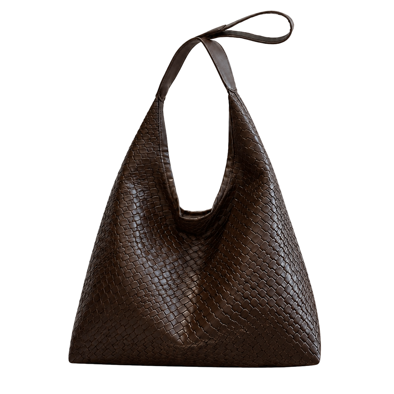 Women’s Woven Faux Leather Shoulder Tote Bag, Large Capacity, Casual Daily Work Bag