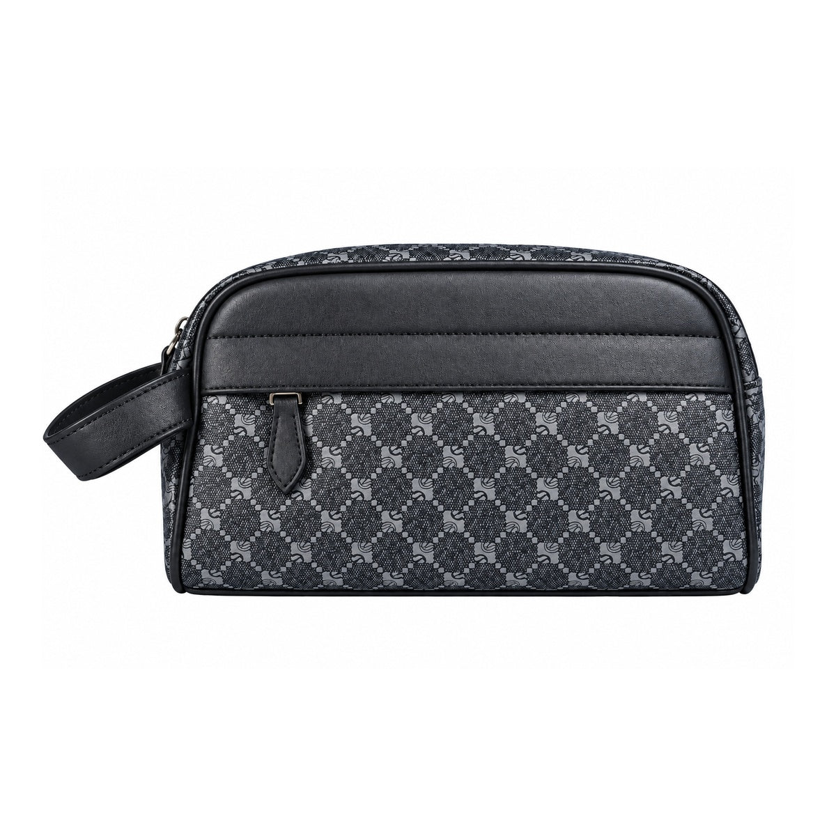Men's PU Print Toiletry Bag, Large Capacity Travel Wash Bag with Wrist Strap